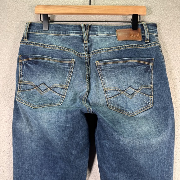BKE Alec Straight Leg Jeans Mens 33R Blue Medium Wash Denim Comfort Classic - Picture 4 of 15